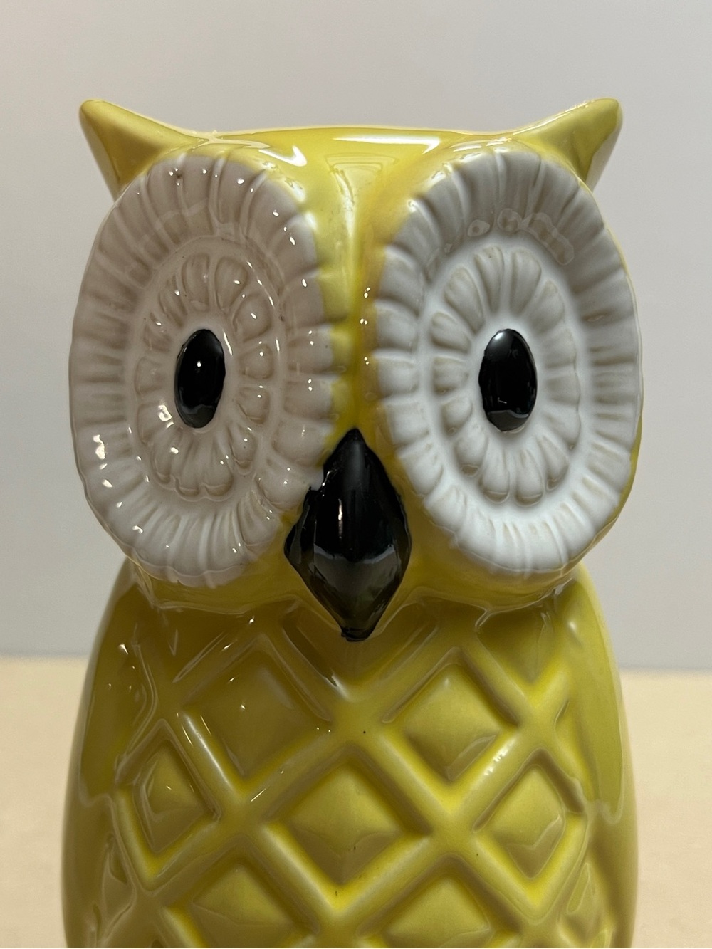 Vintage Ceramic Yellow Owl Figurine Home Art Decor - Yellow